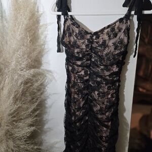 Lulu's Black and Cream Lace Dress